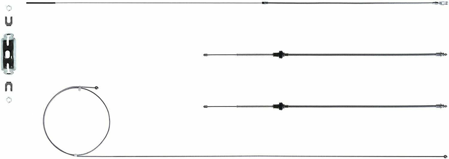Fits 70-74 Cuda w/o Intermediate, E-Brake Cable Set Stainless; Fine Lines BCE03S