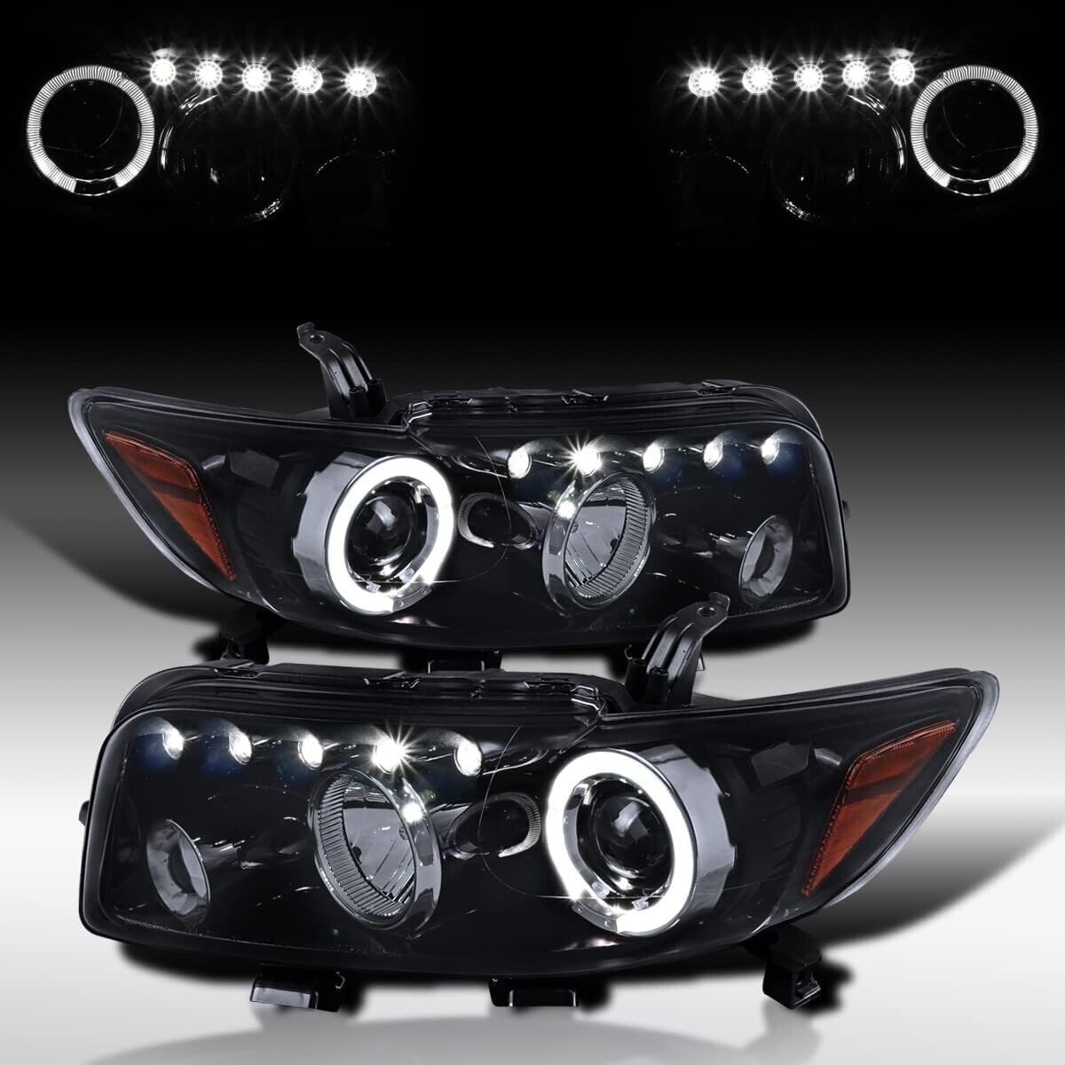 Black Smoke Fits 2008-2010 Scion xB LED Halo Projector Headlights Lamps L+R