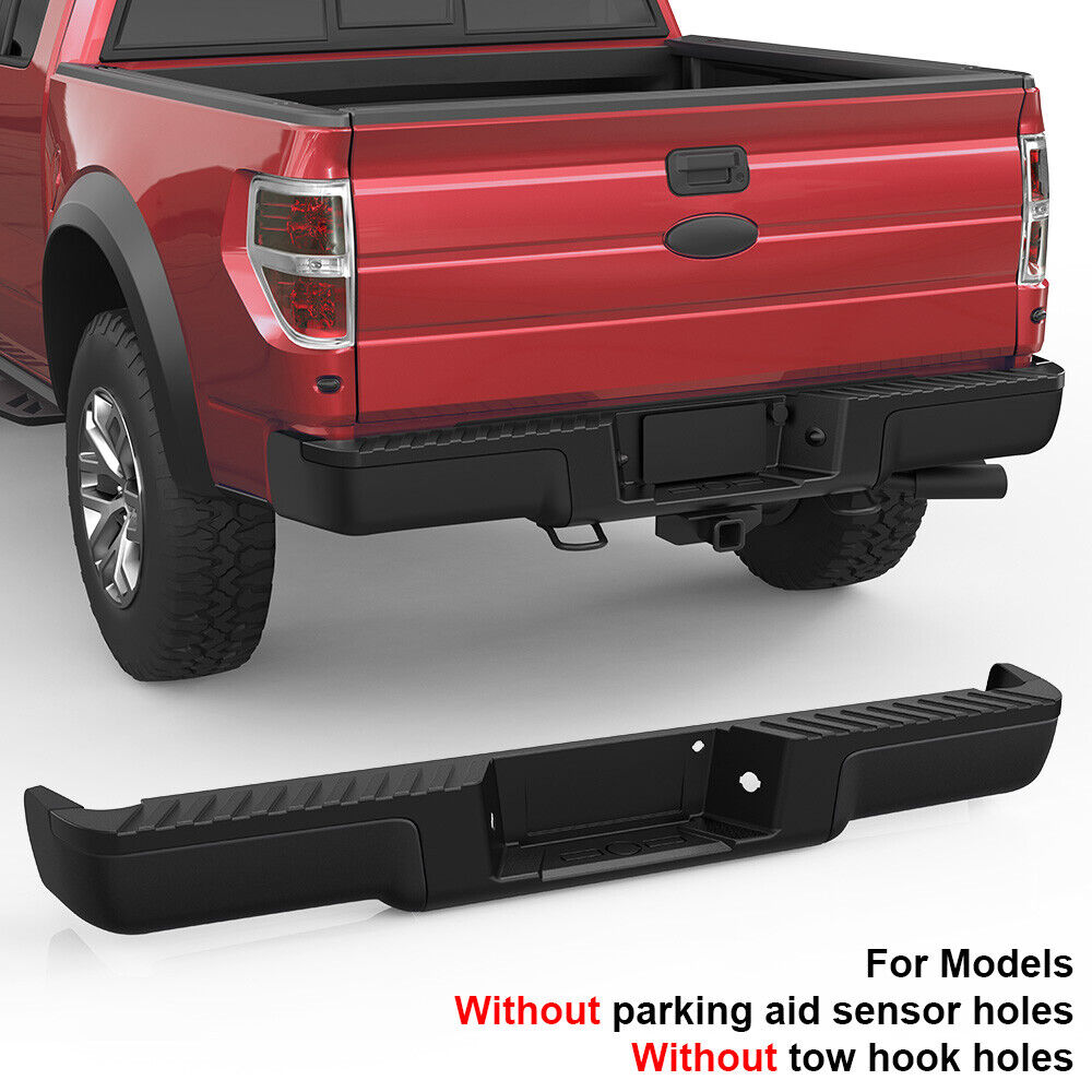 Rear Bumper Assembly For 09-14 Ford F150 w/o Parking Sensor Holes Tow Hook Holes