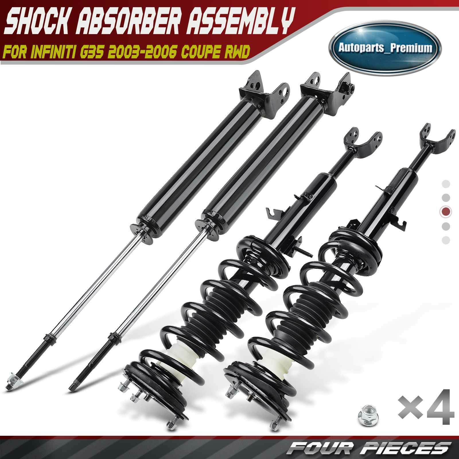 4x Front & Rear Complete Strut & Coil Spring Assembly for Infiniti G35 Coupe RWD