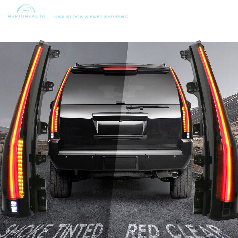 Pair Smoke LED Taillights Rear Lamp for 2015-2020 GMC Yukon /XL Cadillac Style