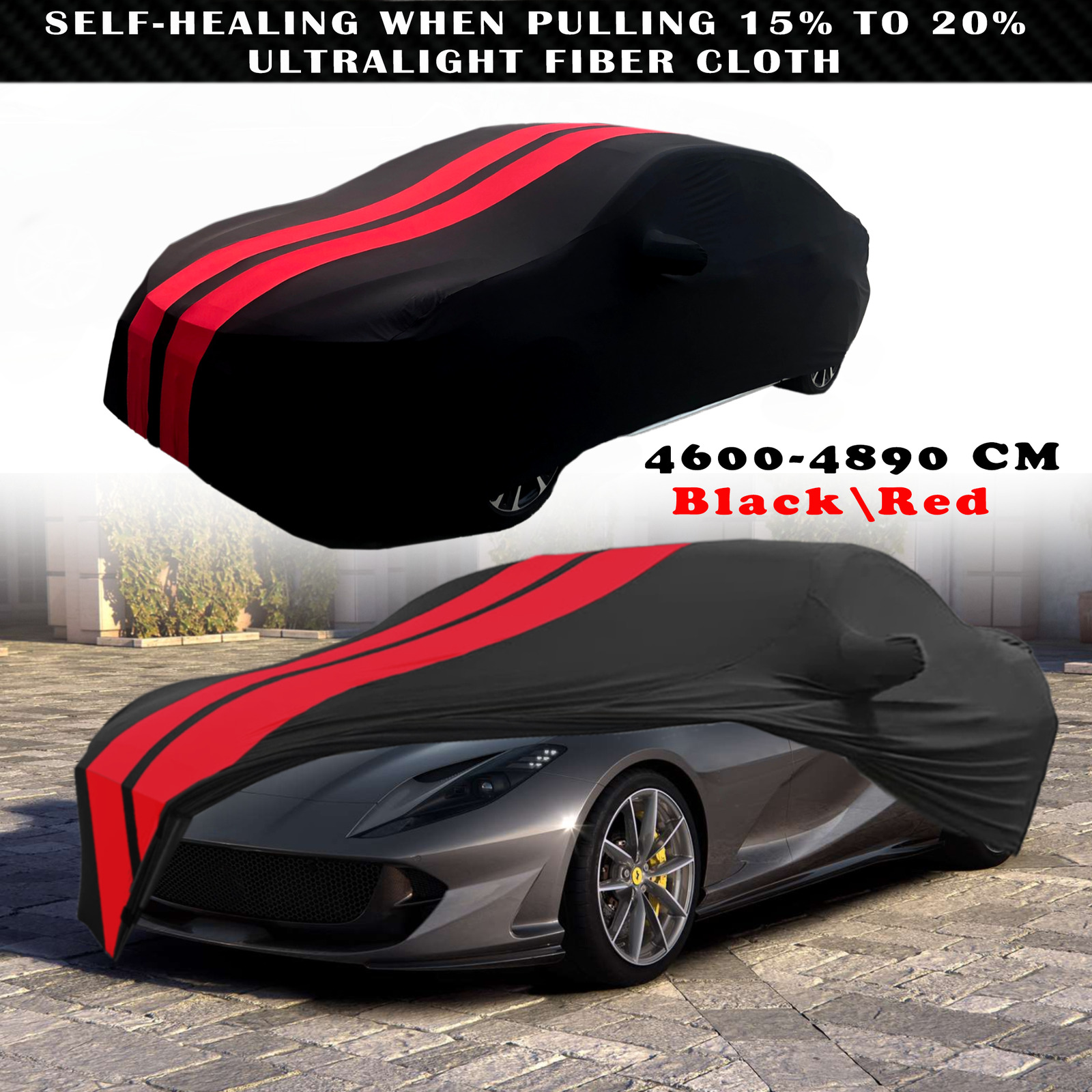 Red/Black Indoor Car Cover Stain Stretch Dustproof For Ferrari 812 Superfast
