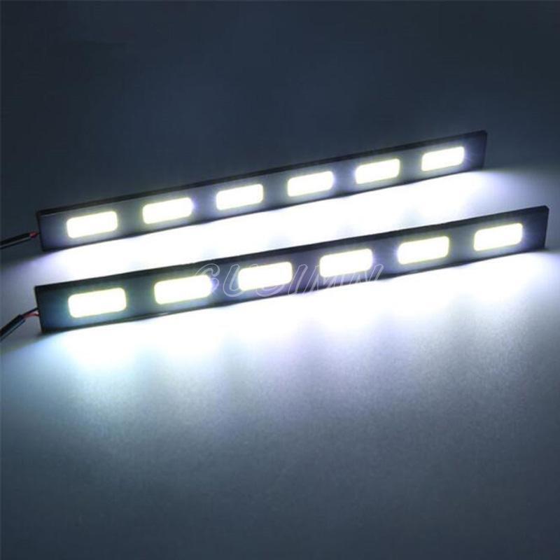 White Car LED COB DRL Driving Lamps Daytime Running Headlight Fog Strip Light