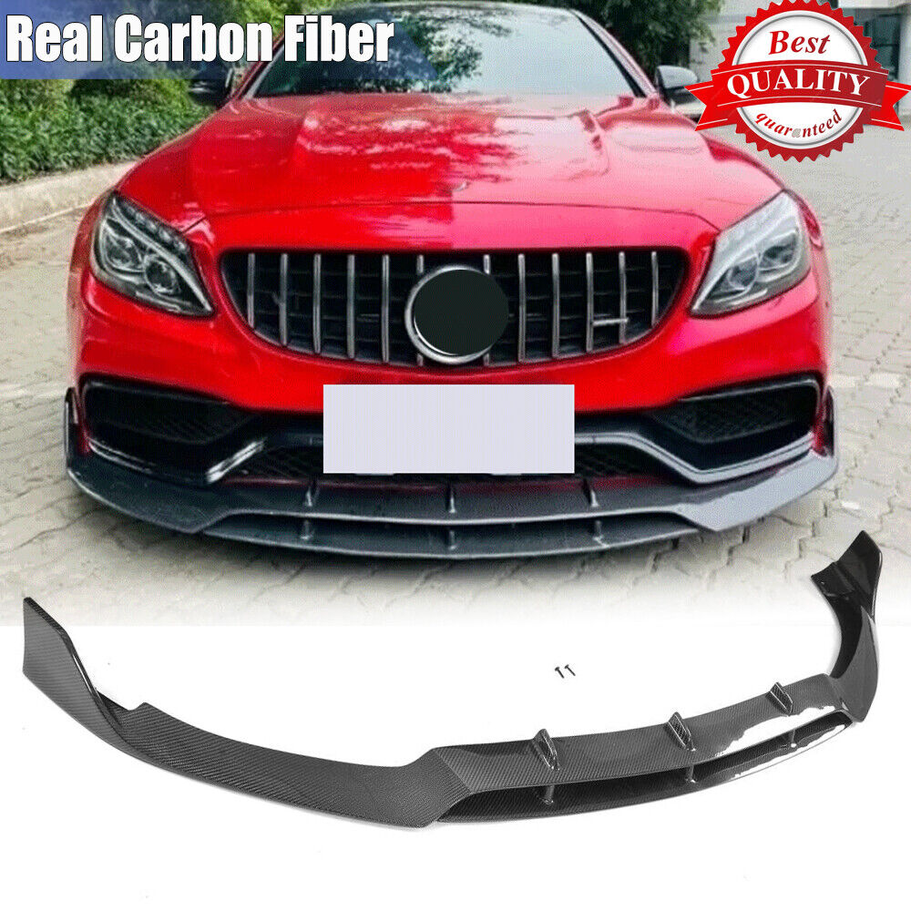 Real Carbon Front Bumper Lip Spoiler For Mercedes-Benz W205 C205 C63 S AMG Coupe