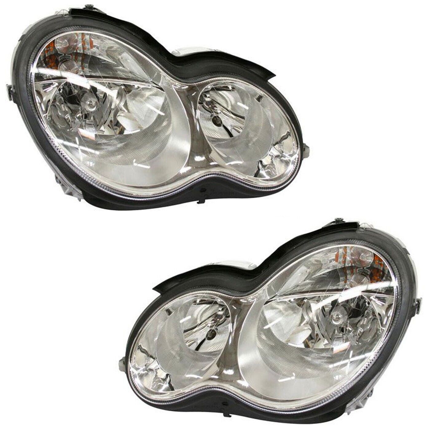 Headlight Set For 2005-2007 Mercedes Benz C230 2006-07 C280 Left Right With Bulb