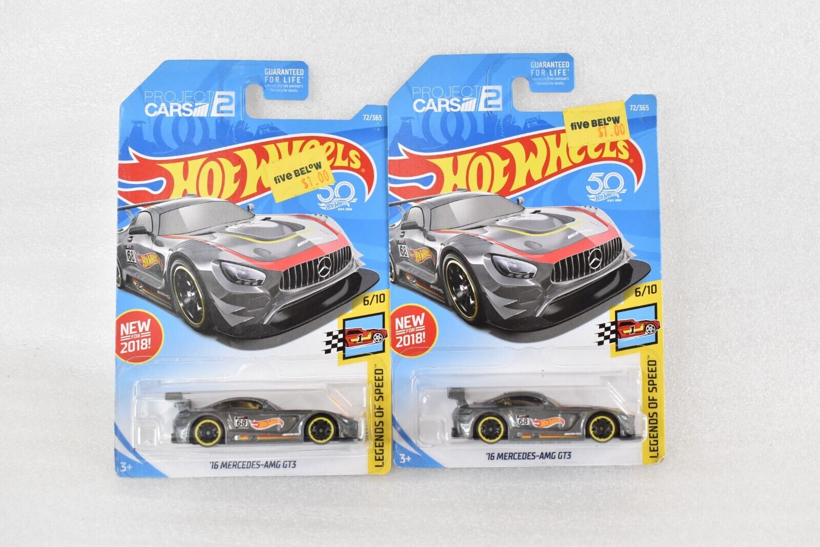 2X   2018 HOT WHEELS LEGENDS OF SPEED #6/10 ‘16 MERCEDES-AMG GT3  PAIR OF 2