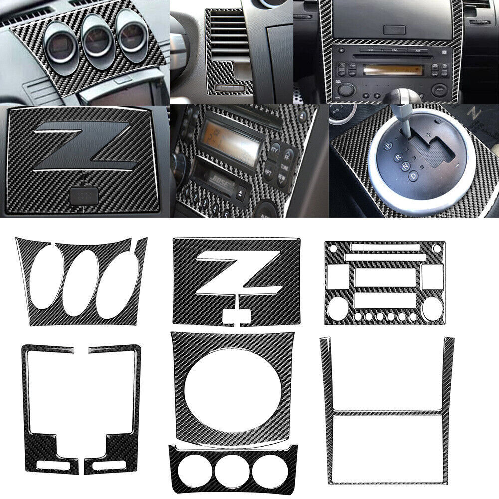 8Pcs Carbon Fiber Interior Dashboard Full Set Sticker For Nissan 350Z 2003-2009