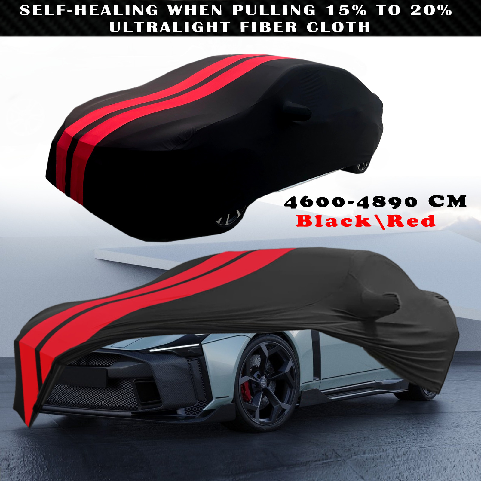 For NISSAN GT-R Red/Black Full Car Cover Satin Stretch Indoor Dust Proof A+