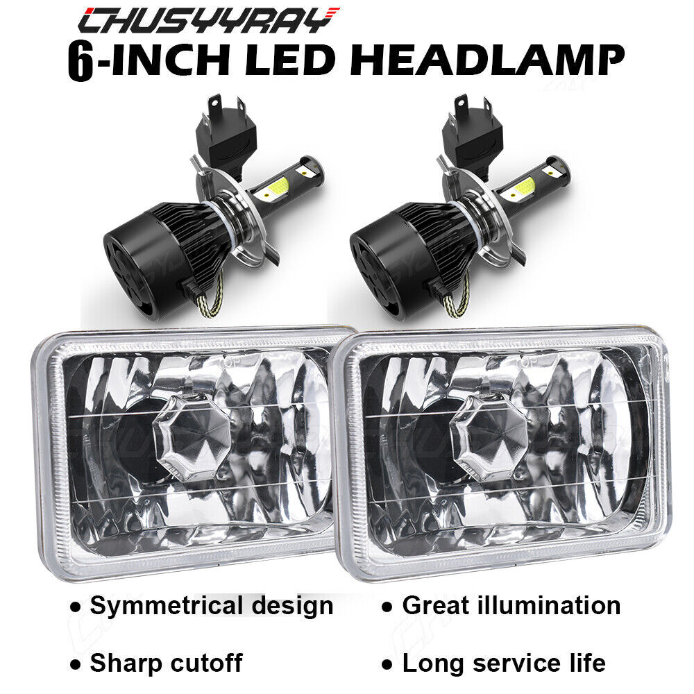2PCS 4X6 LED Headlights Hi/Lo Beam Projector Headlamp For Pontiac Trans Am 98-02