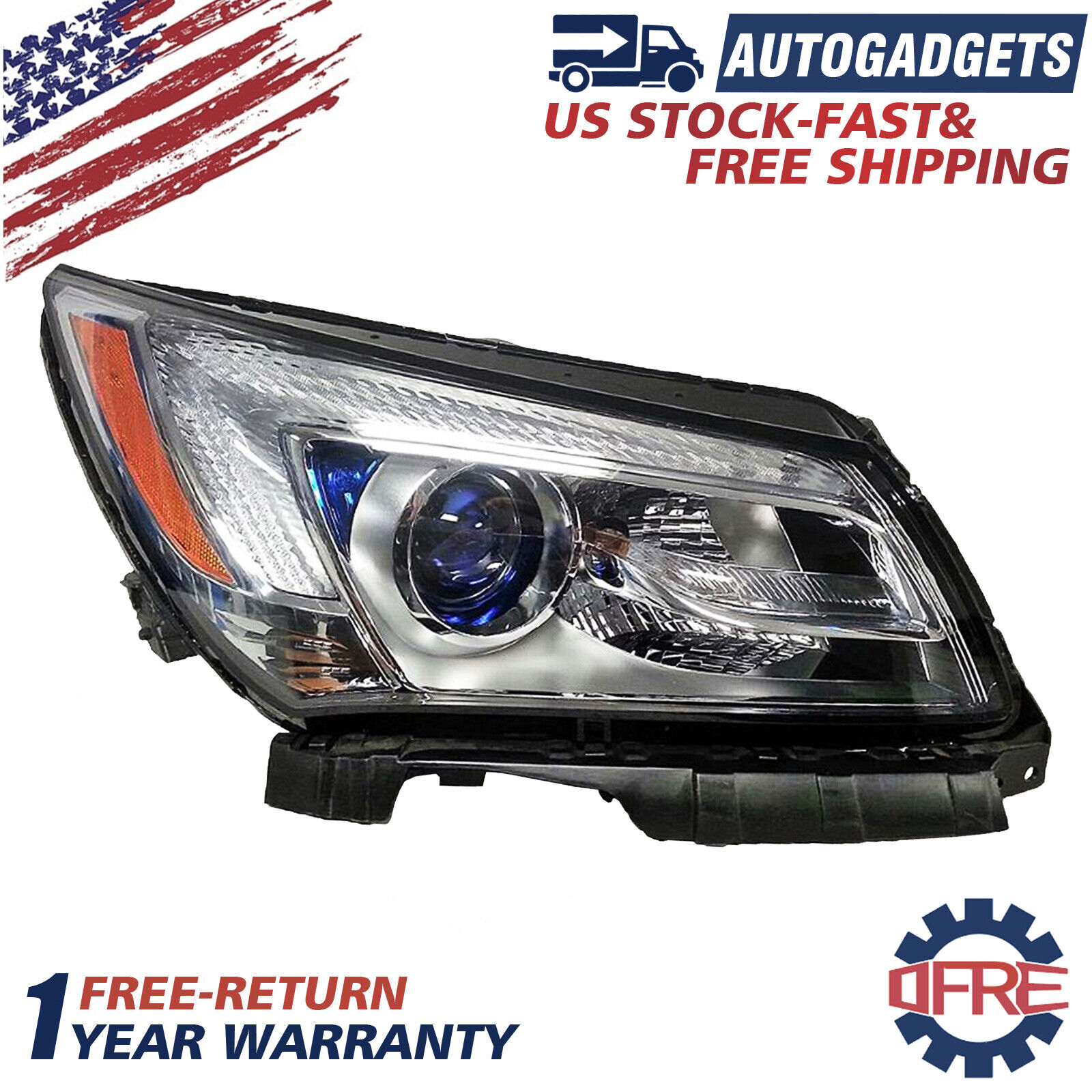 Passenger Right Headlight for 2014-16 Buick LaCrosse Projector Halogen w/LED DRL
