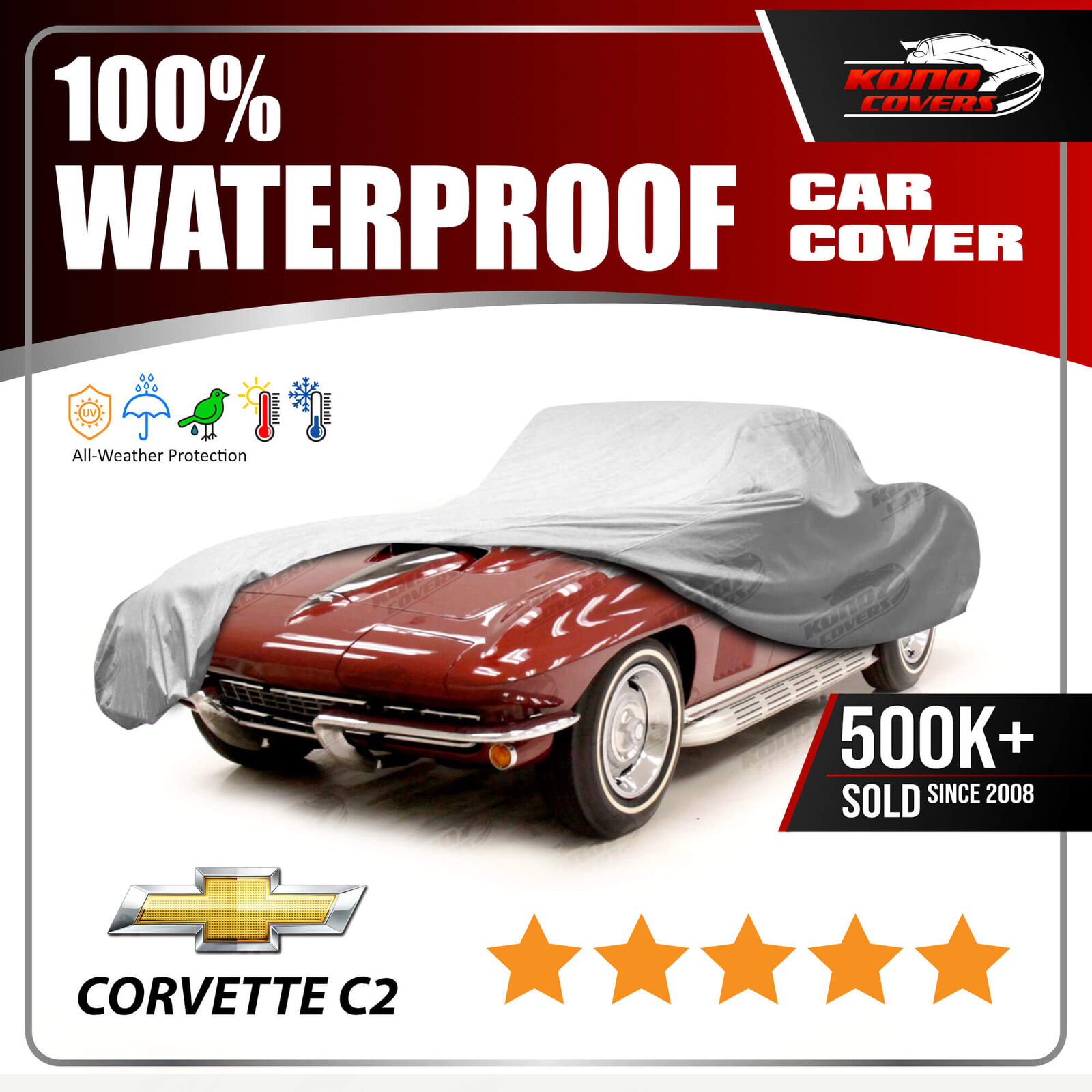 Chevrolet Corvette C2 6 Layer Waterproof Car Cover 1963 1964 1965 1966 1967