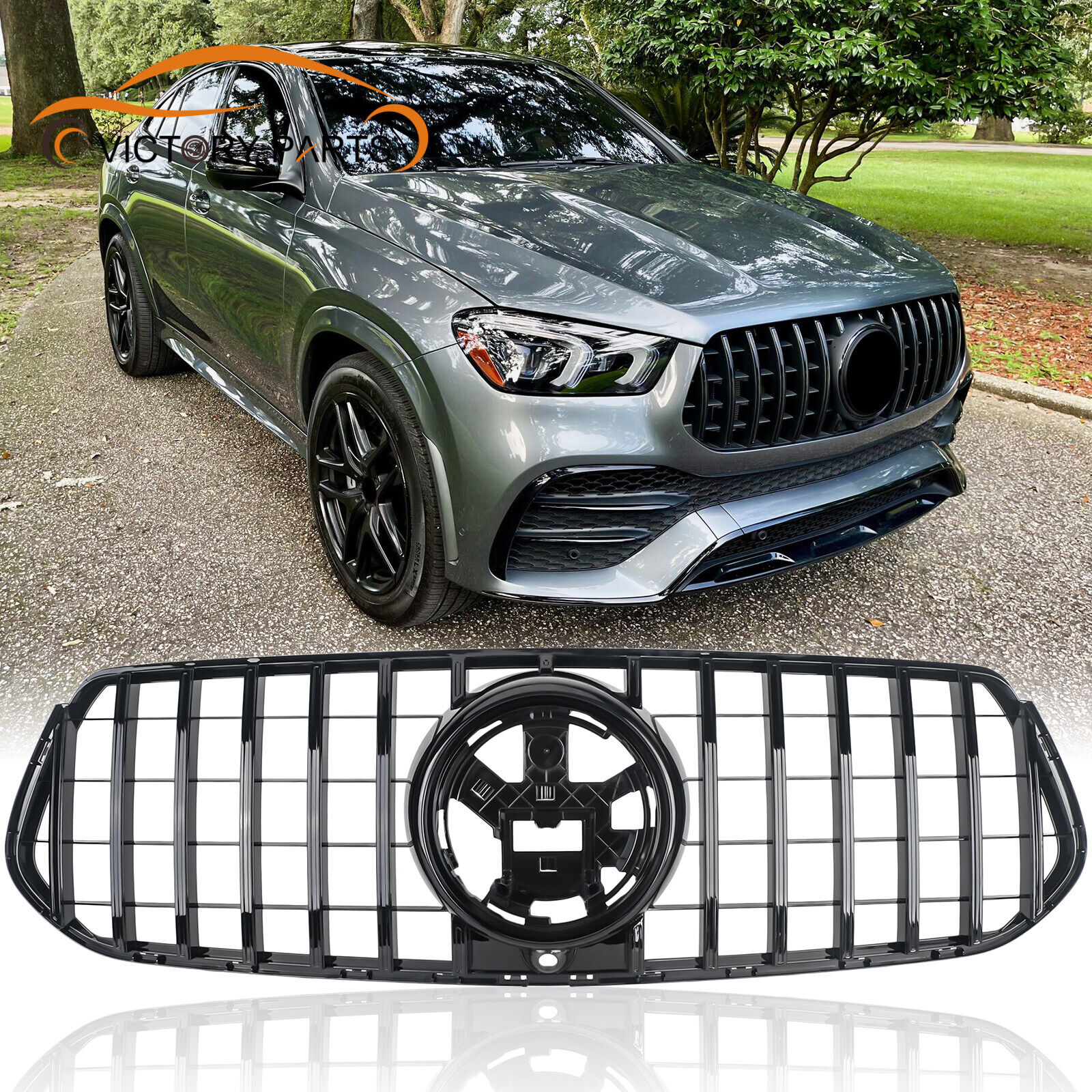 Gloss Black GT Style Front Grill for 20-IN Mercedes GLE-Class W167 AMG