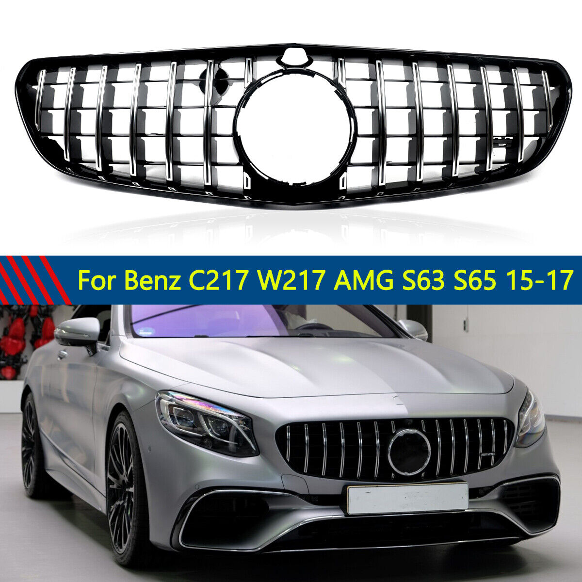 GT Front Grille For Mercedes Benz W217 C217 S63 S65 S Coupe AMG ONLY 2015-2017
