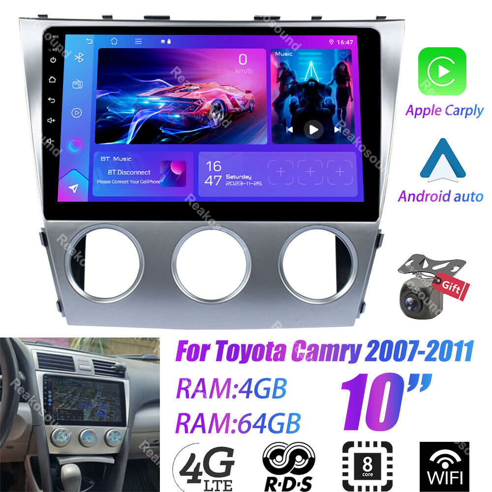 4G+64GB For Toyota Camry 2007-2011 Android auto CarPlay Car Stereo Radio GPS CAM