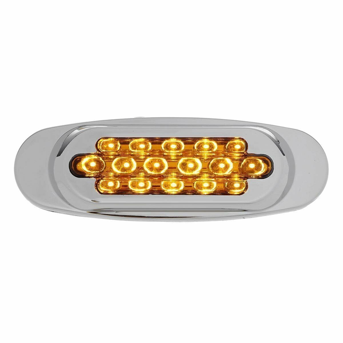 10-50pcs Oval Side Marker Light 16-LED Amber Chrome Bezel For Freightliner Truck