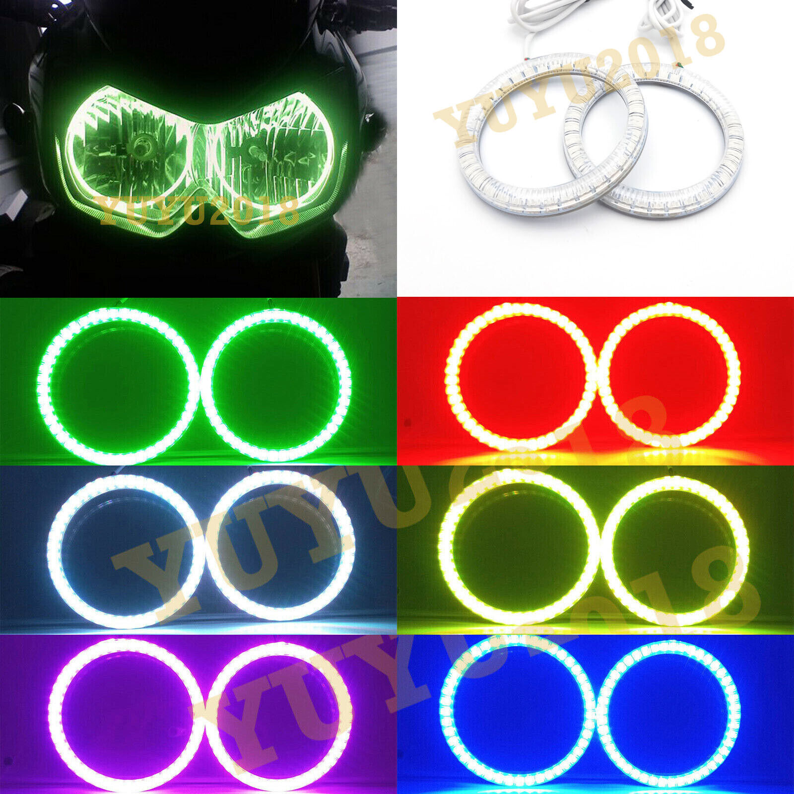 RGB halo ring for kawasaki NINJA 250R 08-12 Ninja 650R EX-6 06-17 headlight DRL