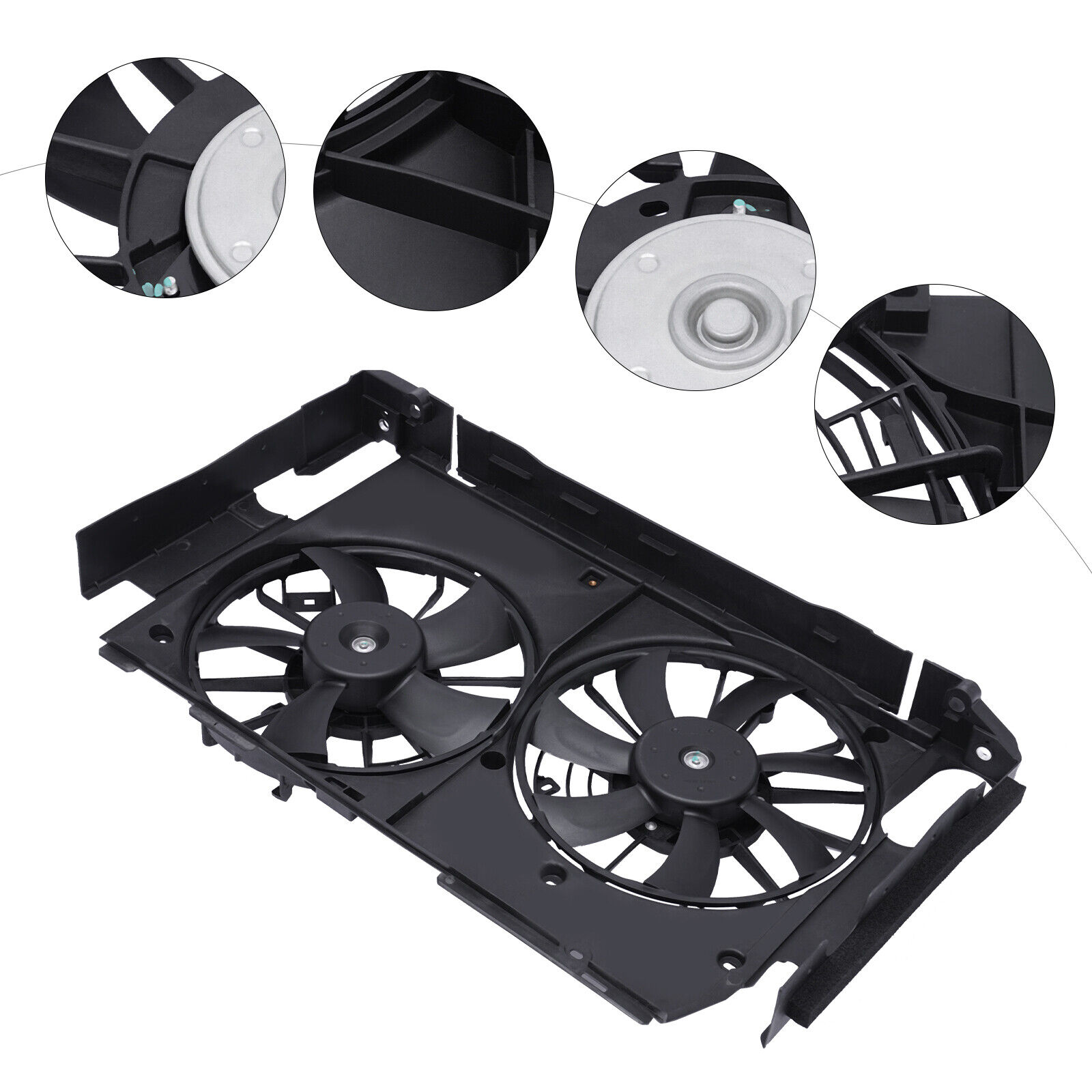 Radiator AC Dual Cooling Fan Kit Assembly Black For 06-12 Toyota RAV4 2.4 2.5L