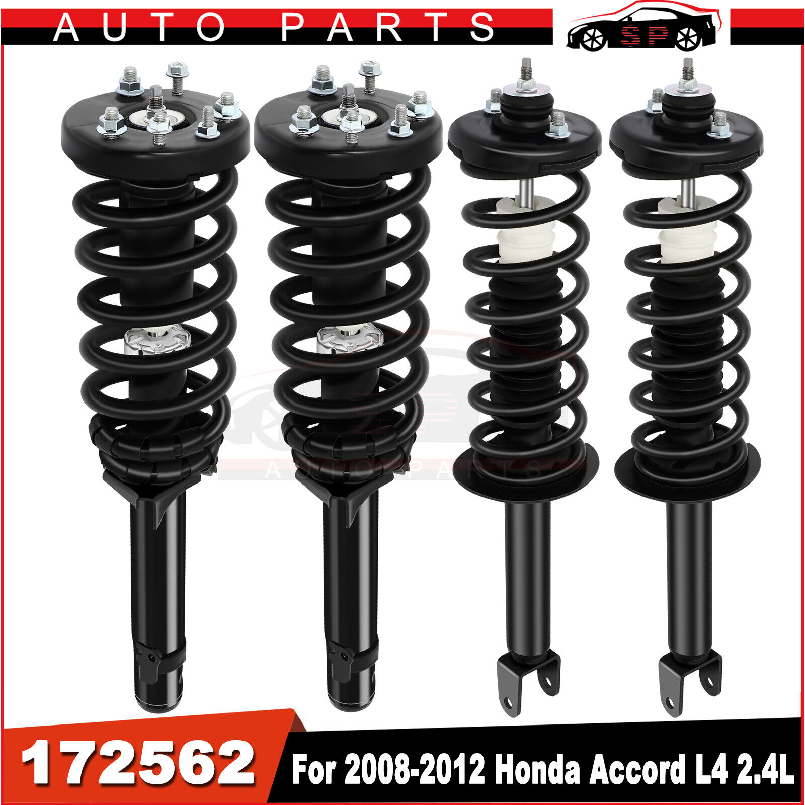 4 Pcs Complete Struts For 2008-2012 Honda Accord /Shocks & Coil Spring Assembly