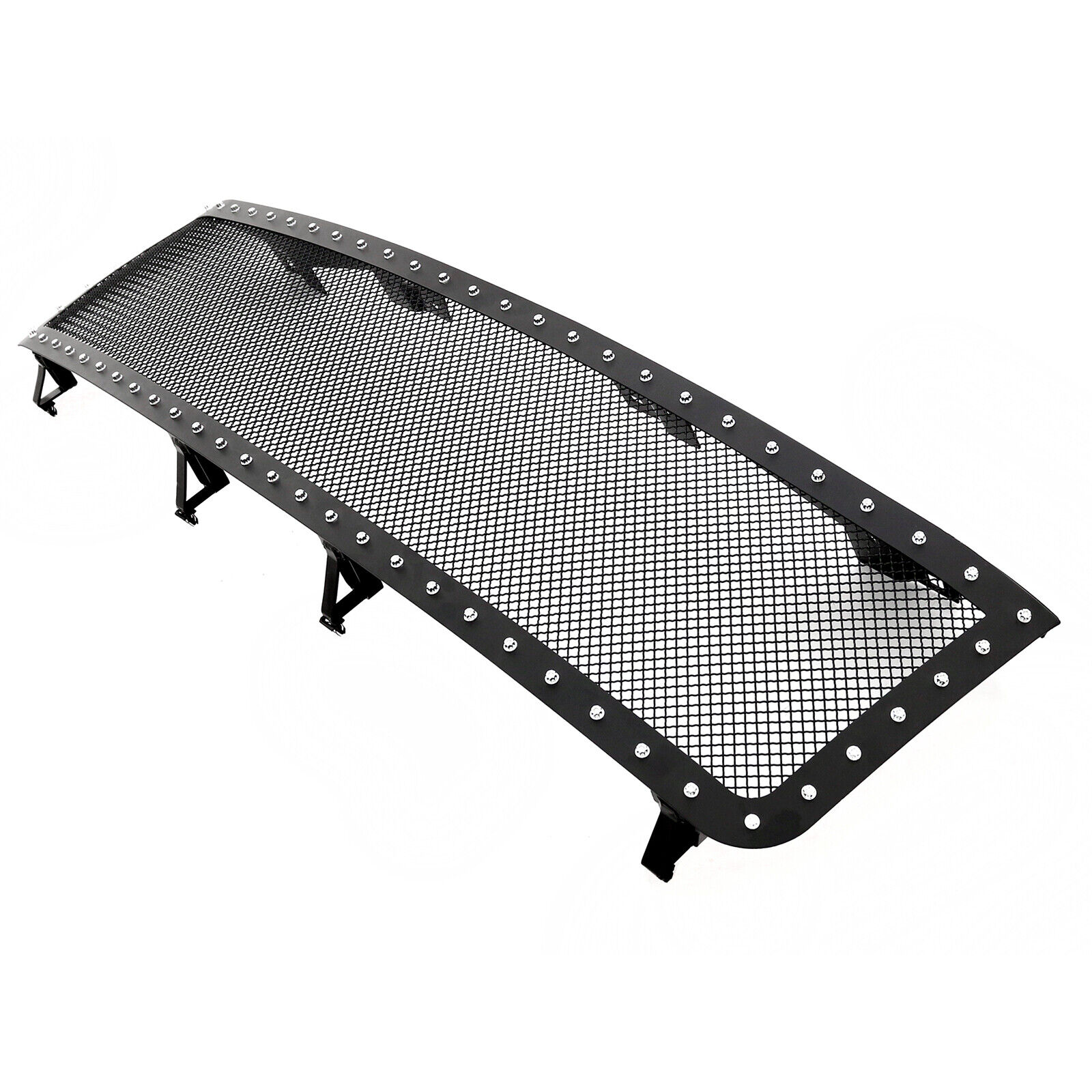 Fits 2011-2014 Chevy Silverado 2500/3500 HD Stainless Black Mesh Rivet Grille