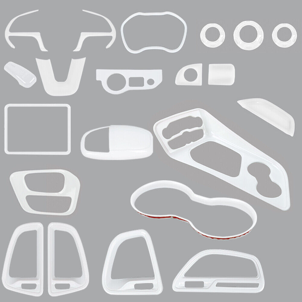 21x White Interior Trims Full Set Decals Accessories For Dodge Challenger 2015+