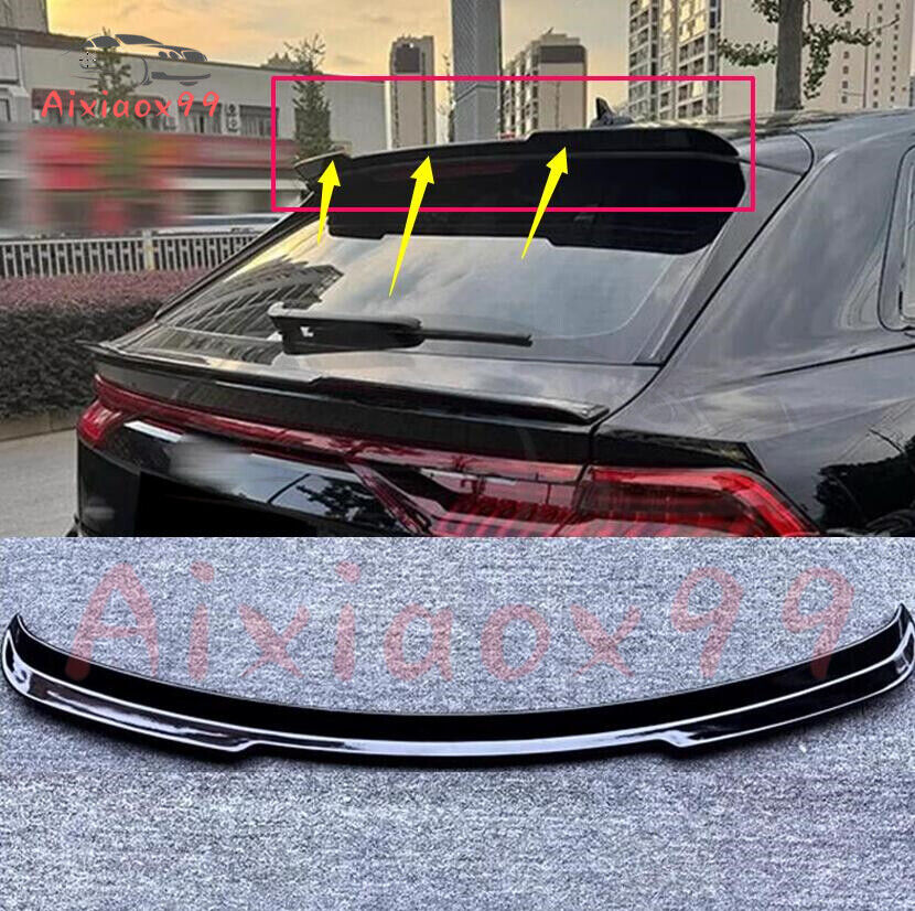 Glossy black Rear Trunk Lip Spoiler Roof Tail Wing  For 2019-24 Audi Q8 SQ8 RSQ8