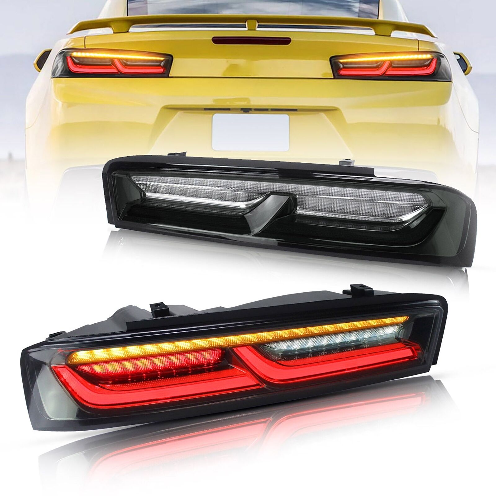 VLAND 2xFull LED Tail Lights For 2016-2018 Chevrolet Chevy Camaro W/Sequential