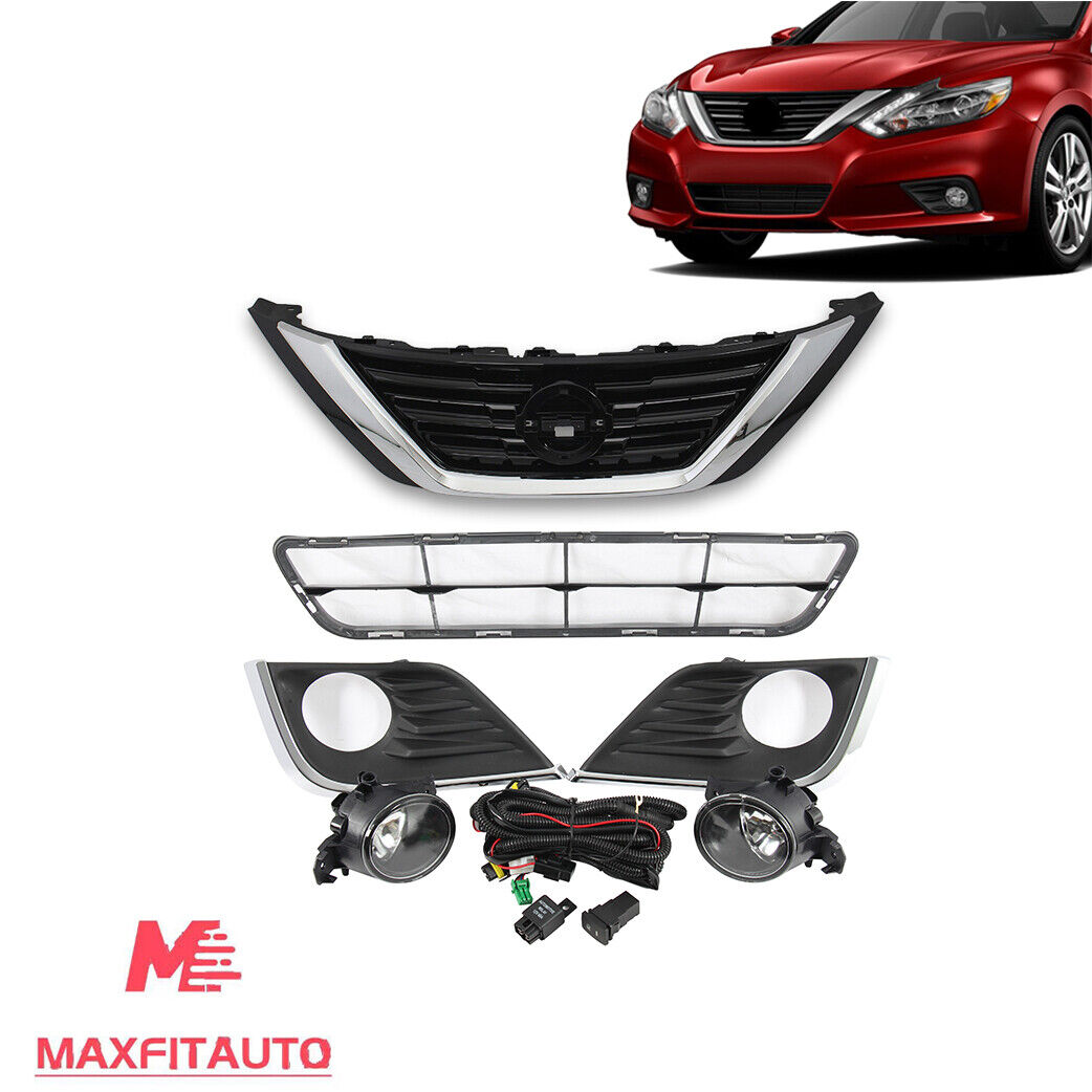 For Nissan Altima 2016-2018 Front Upper Lower Grille and Foglights Set 6pcs