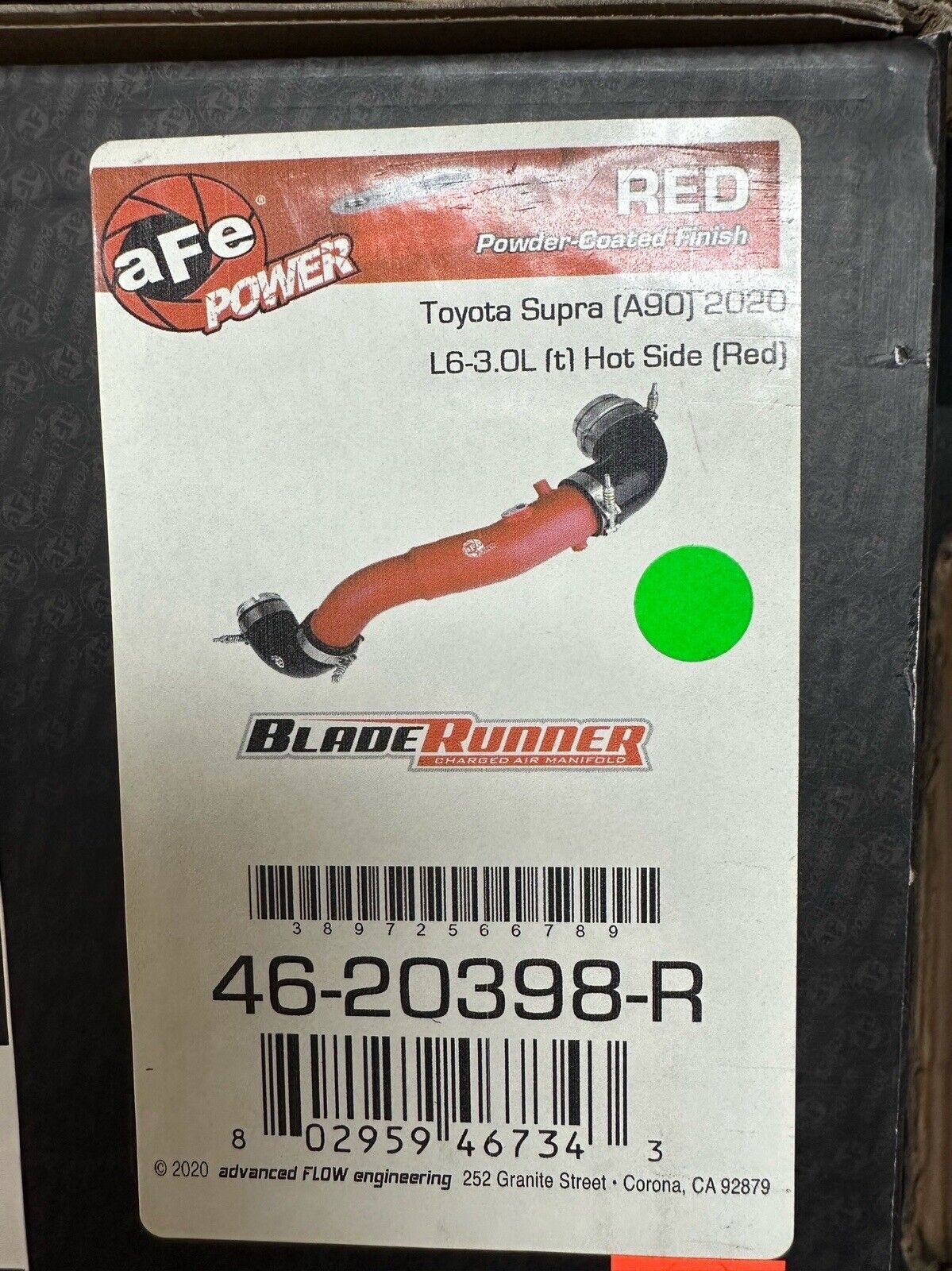afe 46-20398-R aFe 2020 for Toyota Supra 3.0L 3in Red Charged Air Manifold
