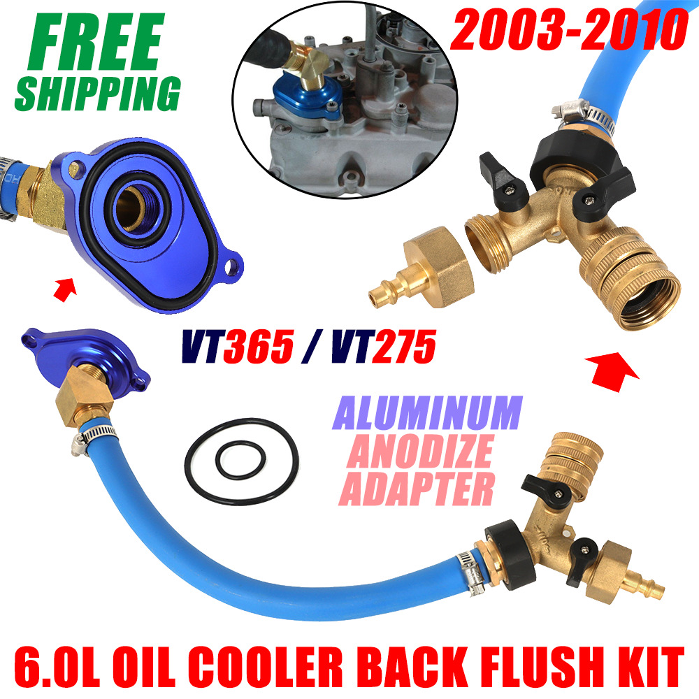 For 2003-2010 Ford 6.0l Oil Cooler Flush Kit Aluminum Anodize Adapter VT365 275