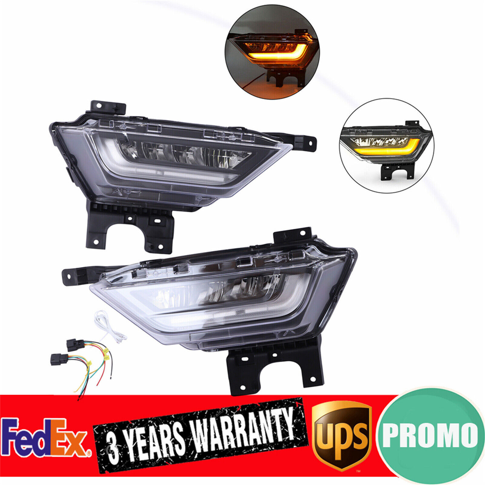 Pair For 2021 2022 Ford F-150 Fog Lights w/ Turn Signals Daytime Running Lights