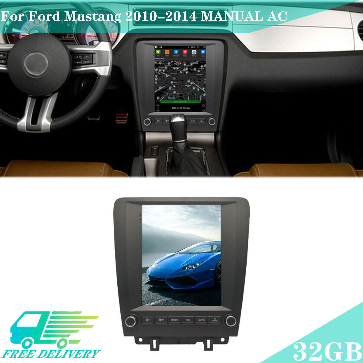 Android 10.1 Stereo GPS For 2010-2014 FORD Mustang MANUAL AC Radio NAVI 9.7\