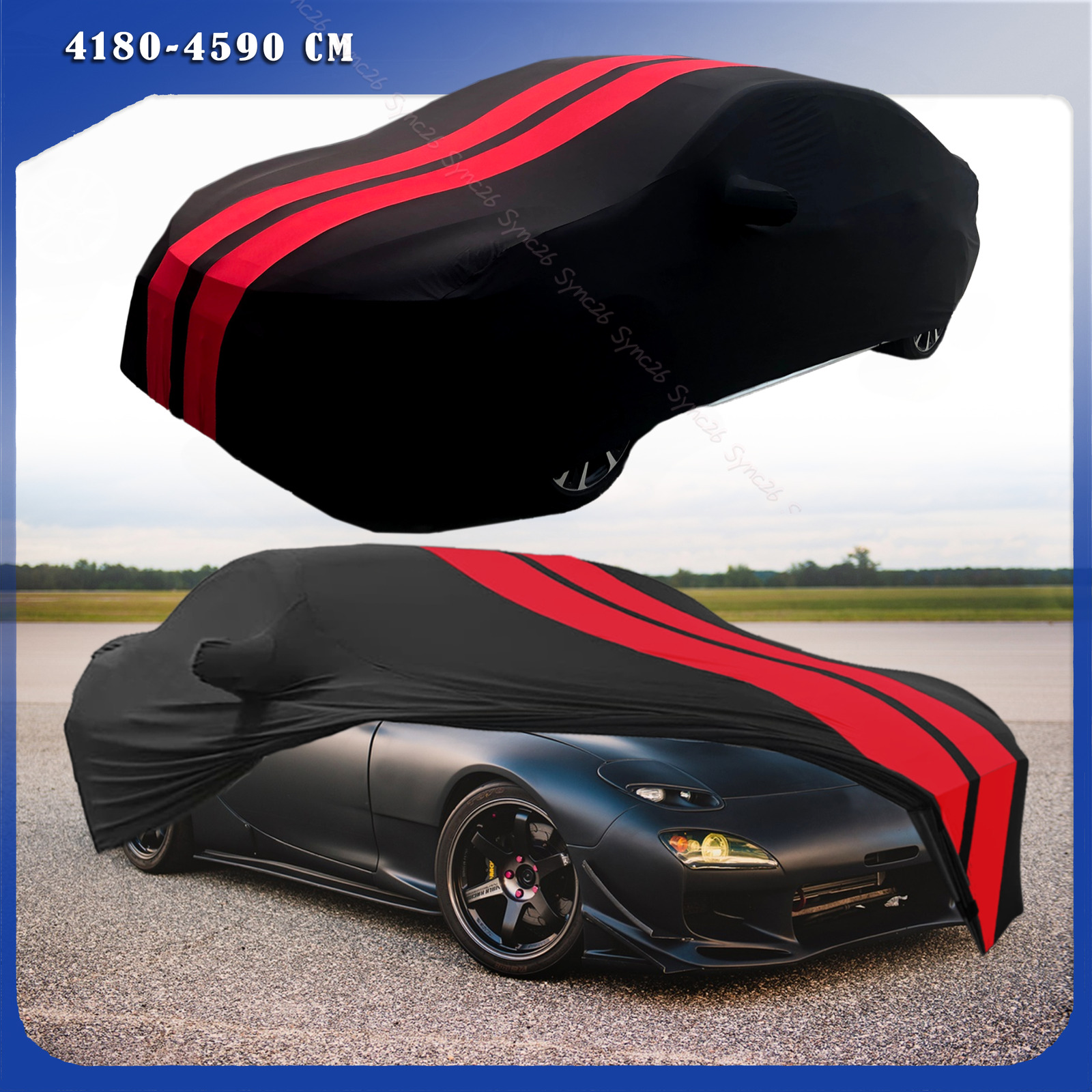 For Mazda RX-7 RX-8 Red/Black Full Car Cover Satin Stretch Indoor Dust Proof A+