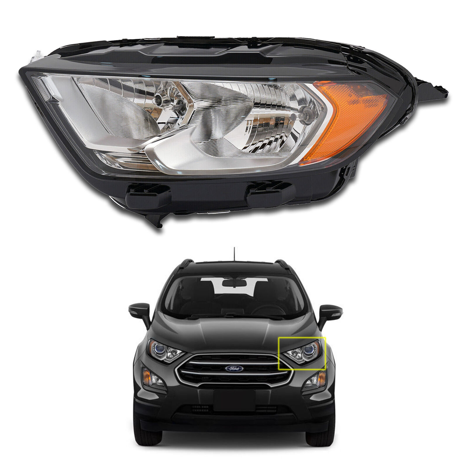 For 2018 2022 Ford EcoSport S SE SES Titanium Halogen Headlight Driver Left LH