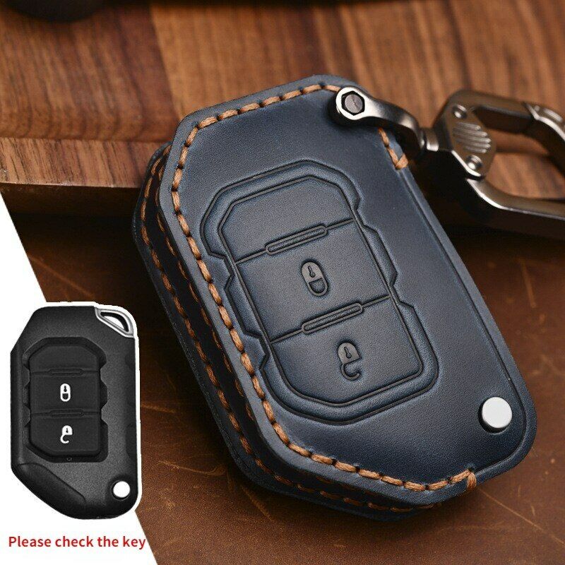 Remote Key Fob Case Cover Holder Shell For Jeep Wrangler Gladiator JL Leather