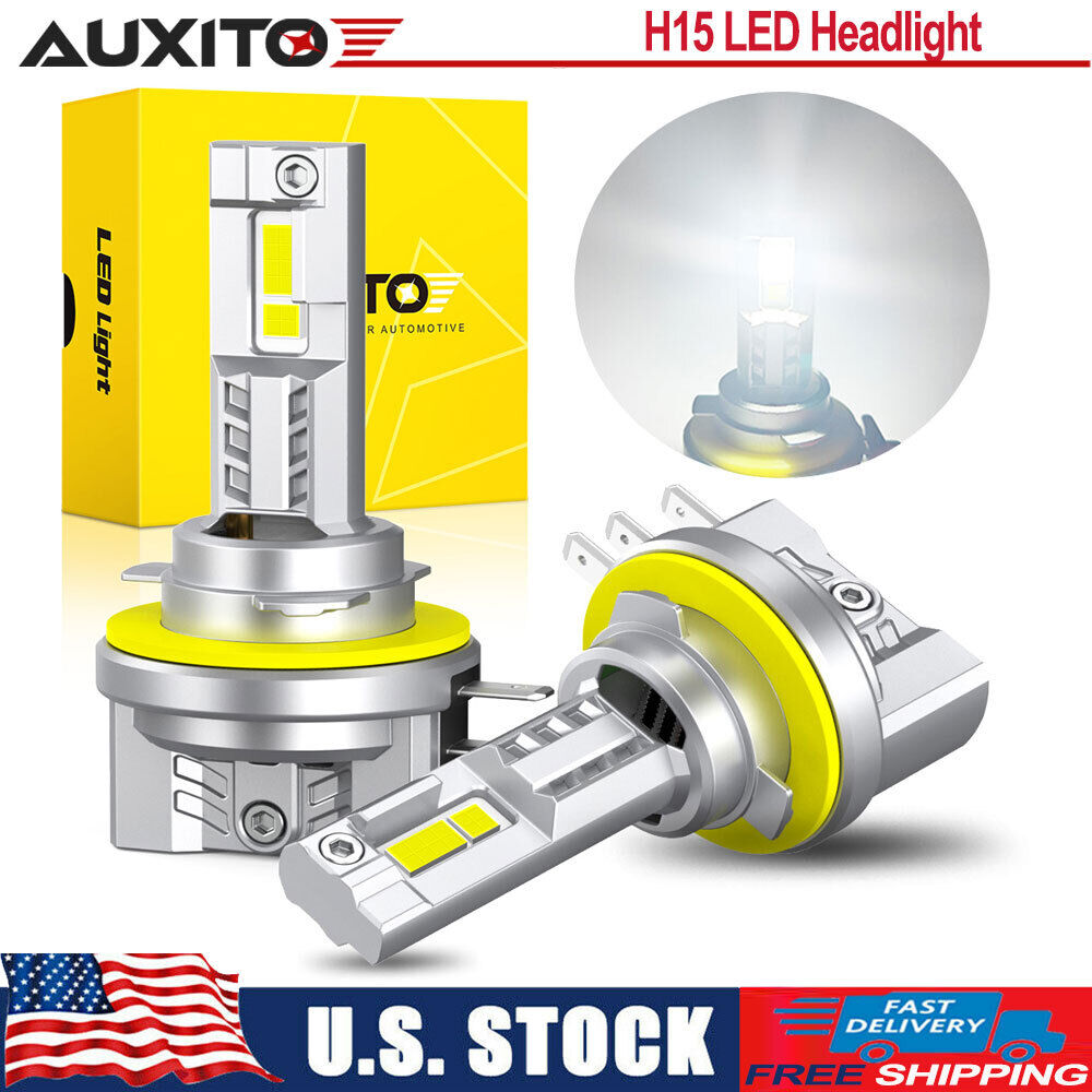 AUXITO H15 LED Headlight Bulb Canbus Error Free High Beam DRL 7035 100W 80000LM