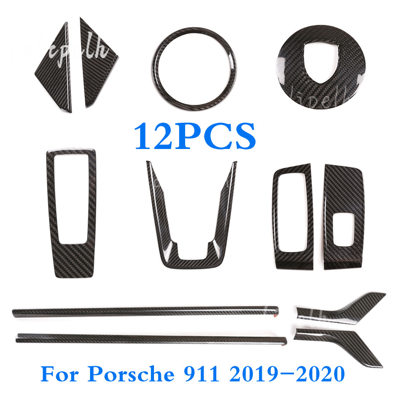 Fit For Porsche 911 2019 Real Carbon Fiber Interior Cover Trim Kit 12pcs