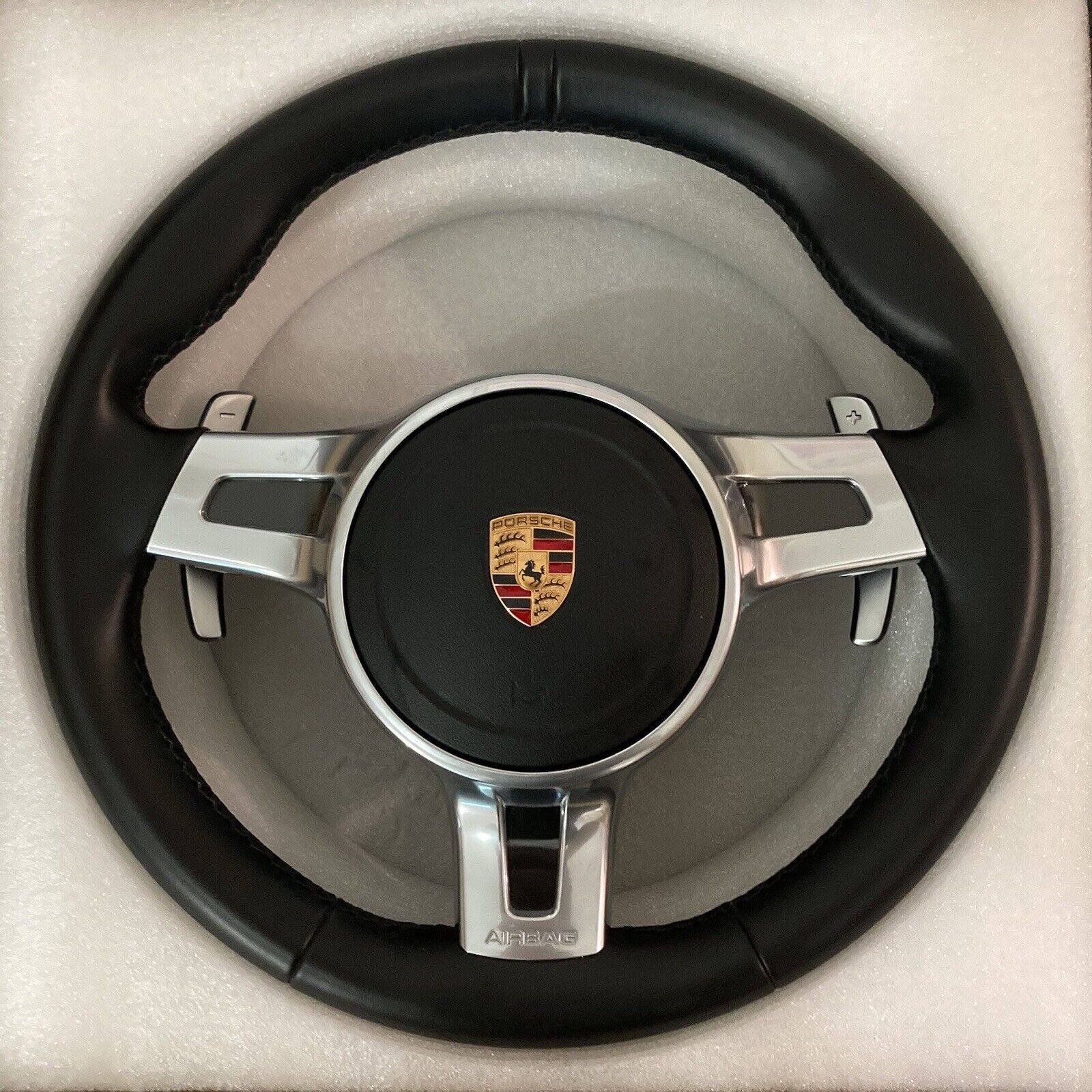OEM Porsche Sport Design Black Leather Steering Wheel