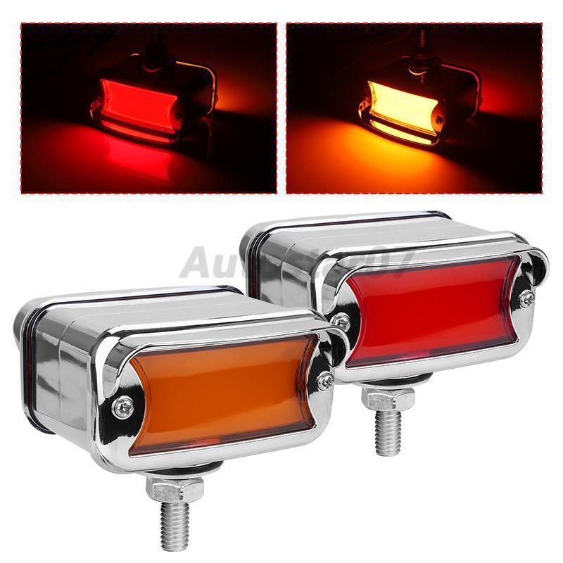 2X Amber/Red LED Dual Face Marker Lights Turn Signal Fender Semi Truck Trailer