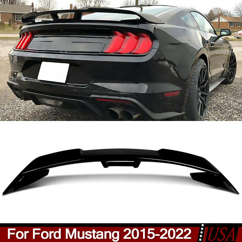Fit Ford Mustang GT500 2015-2024 GT Style Rear Trunk Spoiler Wing Gloss Black