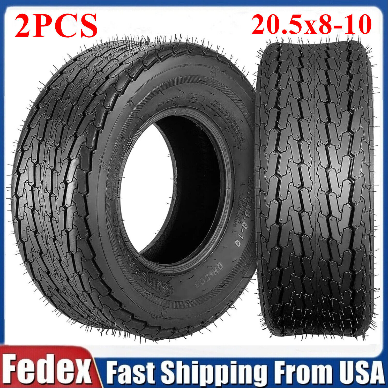 2PK 20.5X8.0-10 20.5x8x10 10PR Trailer Tire Heavy Duty - Load Range E