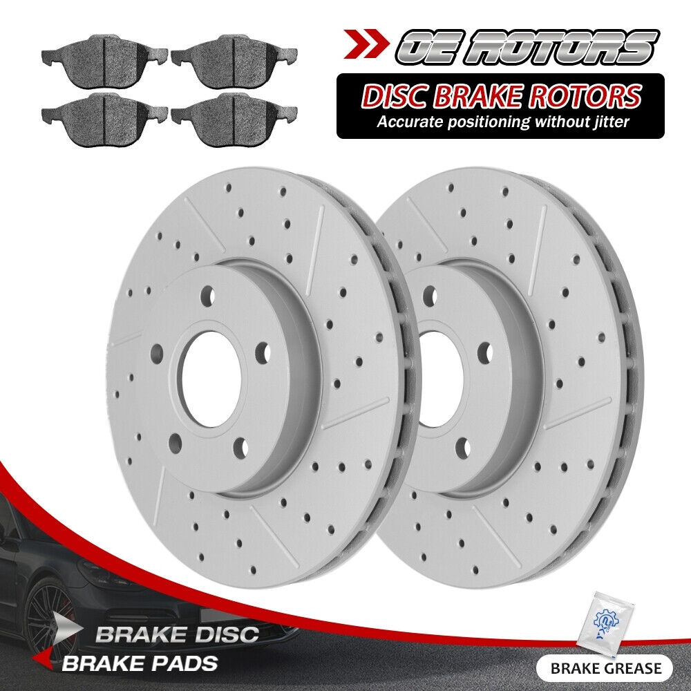Front Disc Rotors + Ceramic Brake Pads for 2012 - 2018 Ford Focus Volvo C30 S40