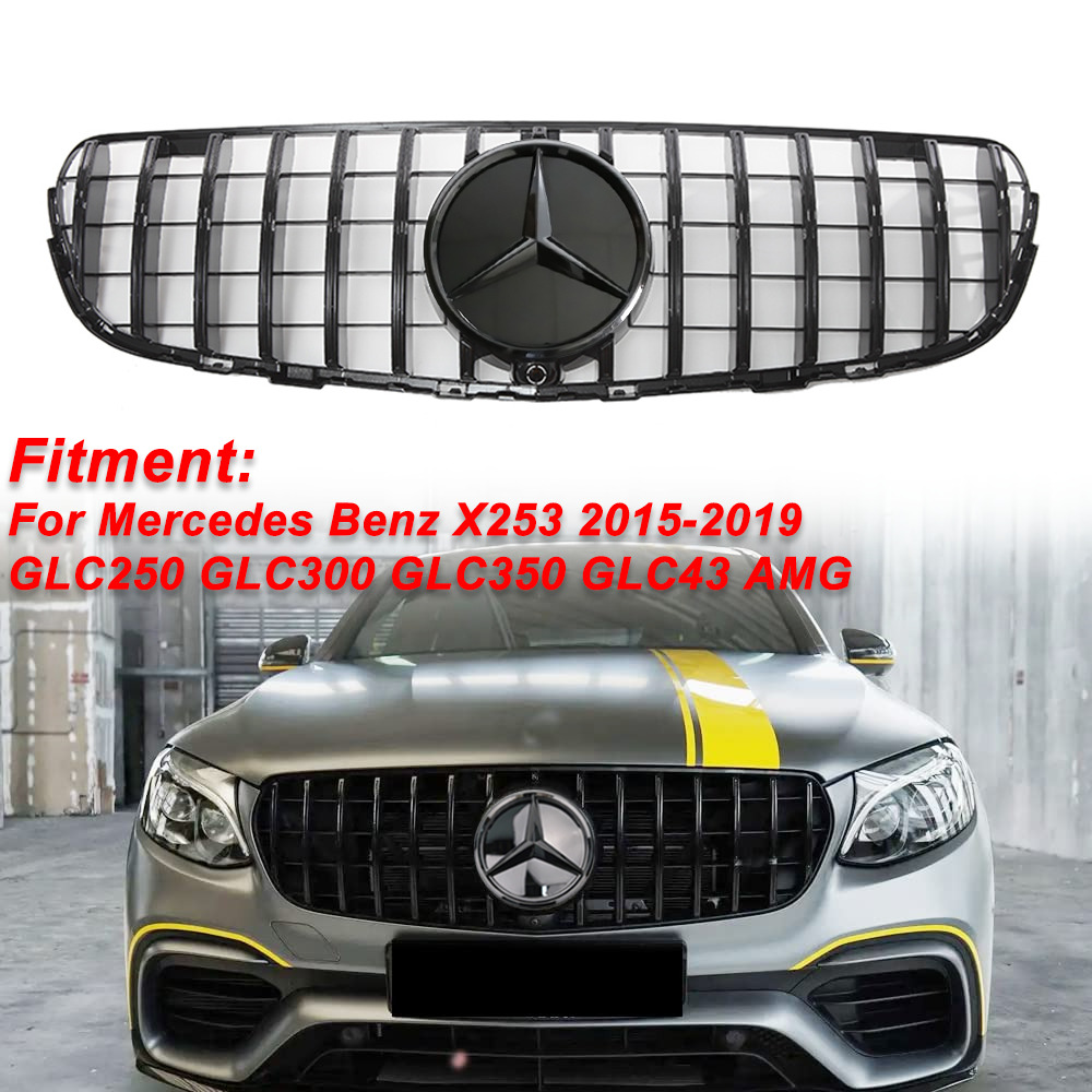 Grille For Mercedes Benz W/X253 GLC250 GLC300 Front Grill w/Emblem 2016-2019
