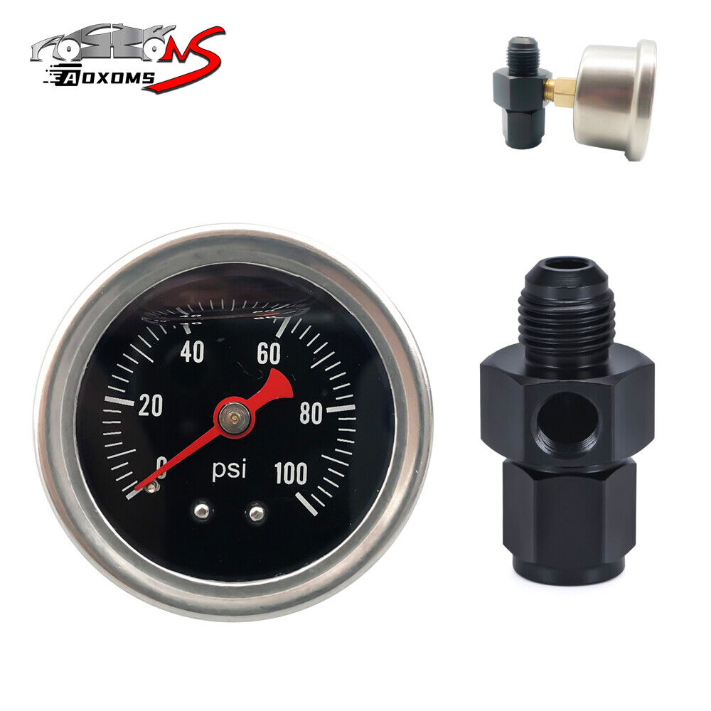 Fuel Pressure Gauge Liquid 0-100psi Oil Pressure Gauge 1/8\