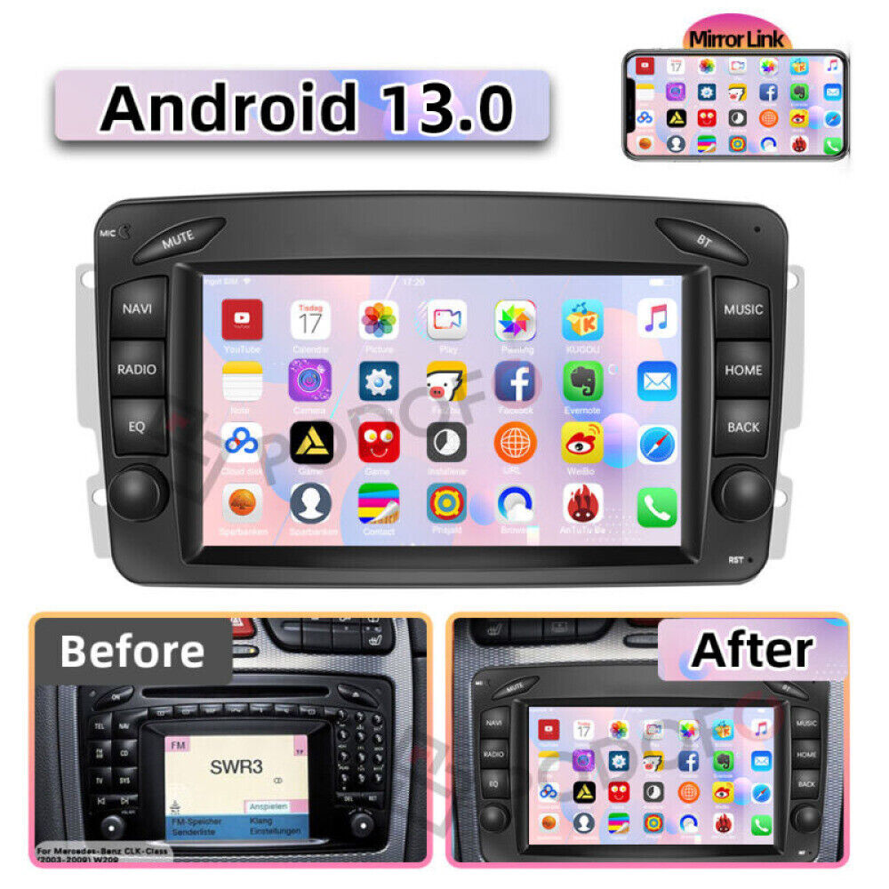 For Mercedes Benz C Class CLK W203 W209 Android 13 Car Radio Stereo GPS Sat Nav