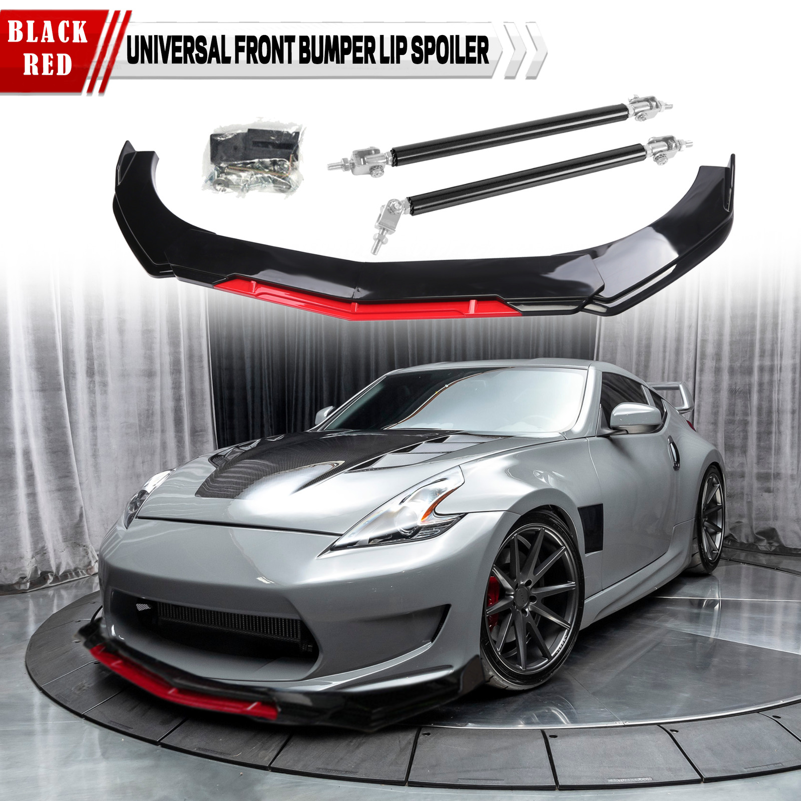 For Nissan 370Z Universal Red+Black Front Bumper Spoiler Body Kit