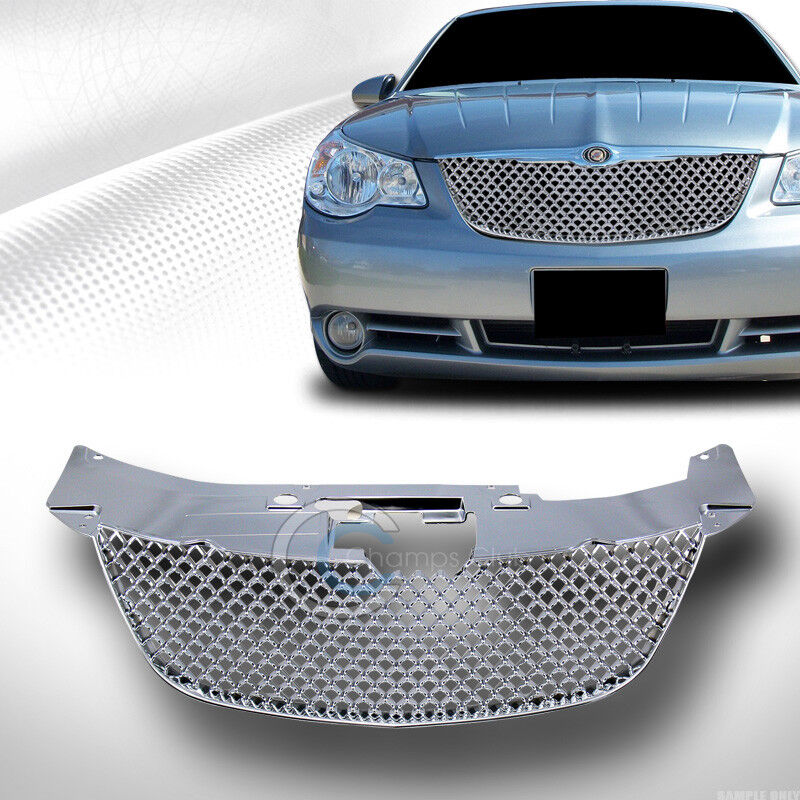 Fits 07-10 Chrysler Sebring Chrome Mesh Front Bumper Grill Grille Guard ABS