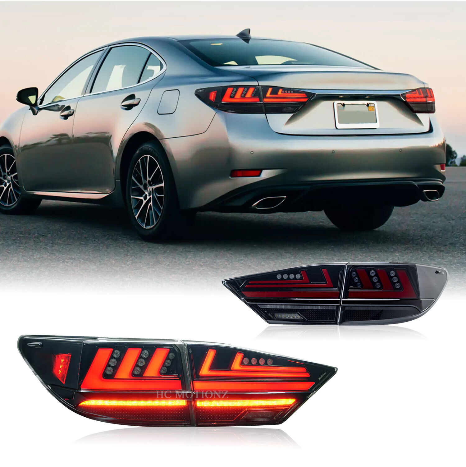 HCmotion For Lexus ES350 ES 300h 2013-2018 LED Tail Lights Smoke Assembly