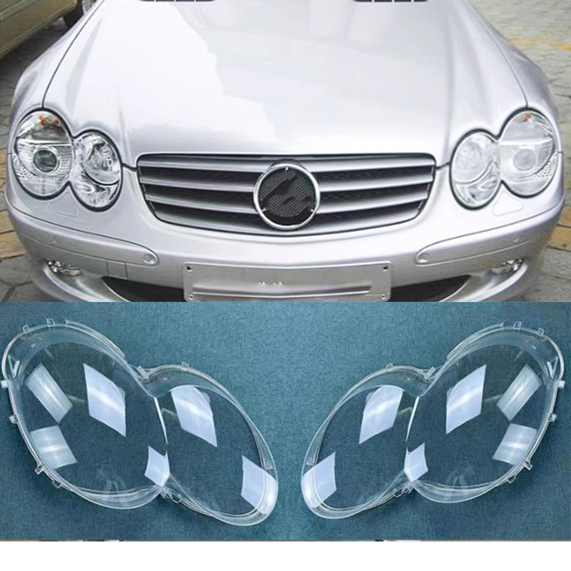 1 pair Headlight Shell Lens Cover +Glue For Benz W230/R230 SL500 SL600 2003-08