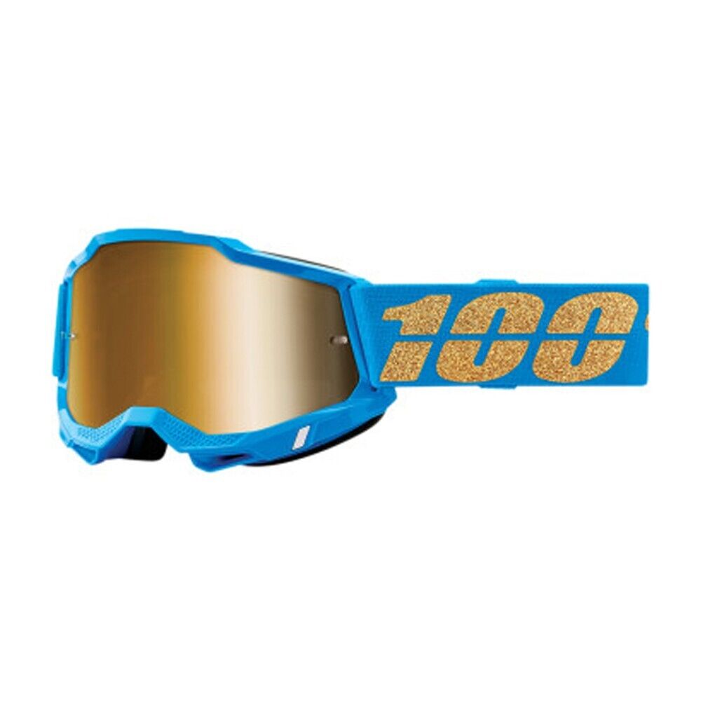 100% Accuri 2 Waterloo Blue Off-Road MX Adult Goggle w/ Gold Lens 50221-253-16