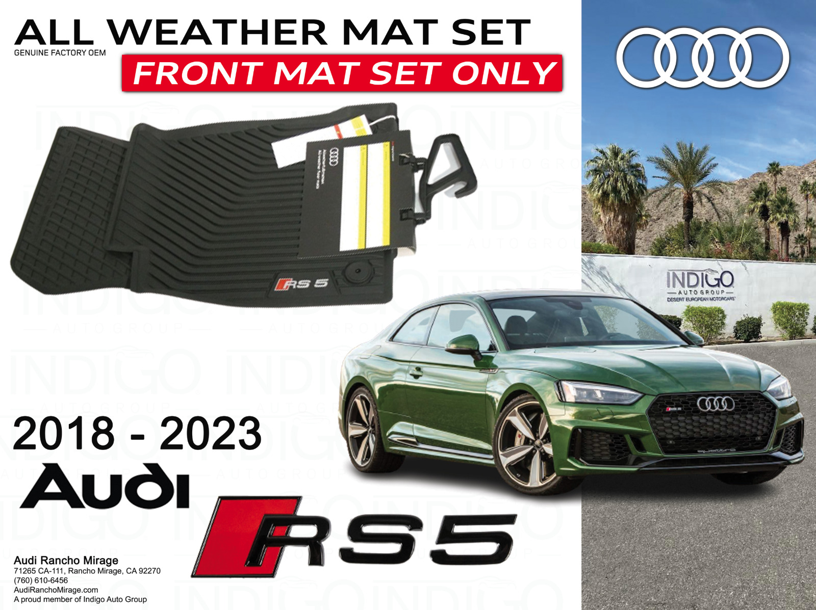 2018-2023 Audi RS5 Coupe Genuine OEM Front Floor Mat Set 8W6061221041